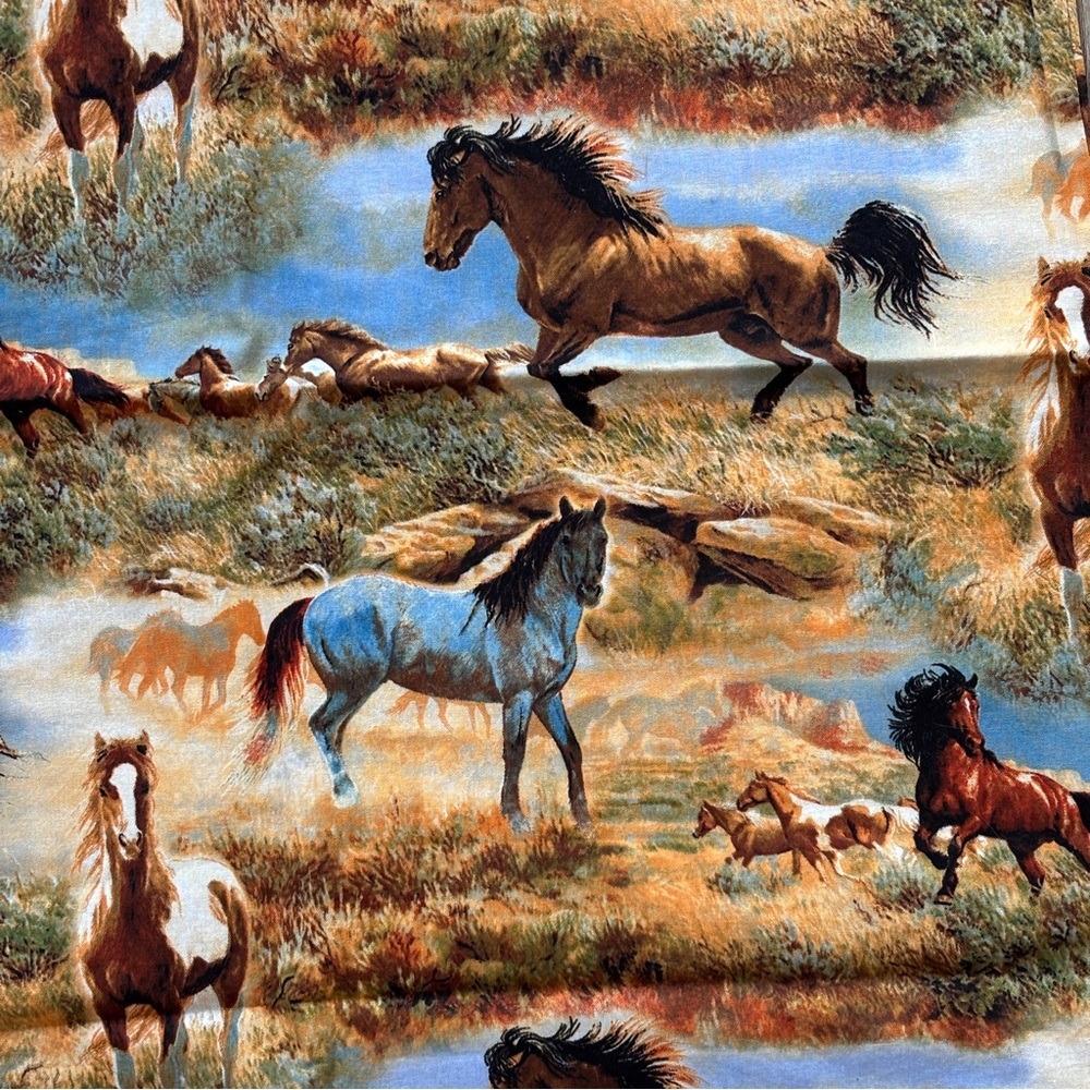 Horse equestrian quality handmade pillowcase standard fabric NEW 46” wide 1 YD